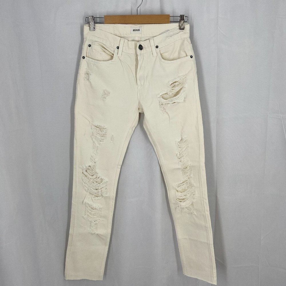 Hudson Jeans Skinny Distressed Off-White Jeans